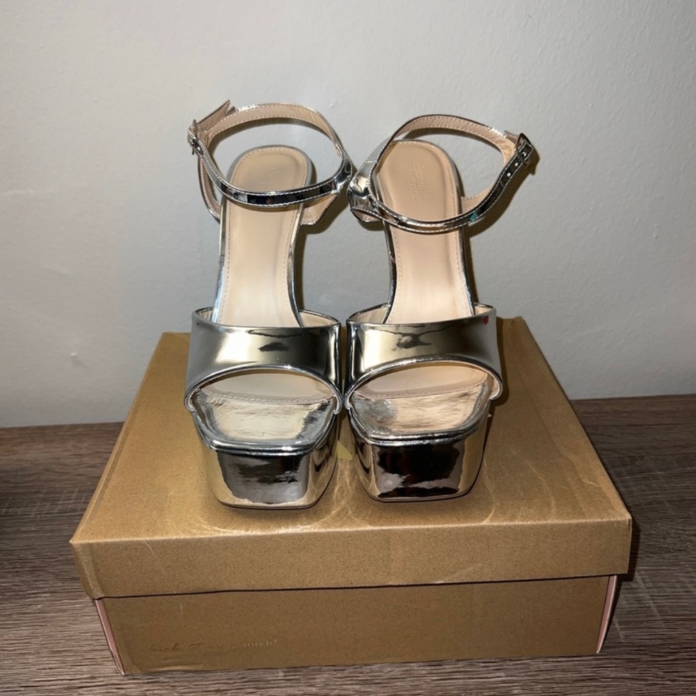 PLATFORM Metallic Silver Heels